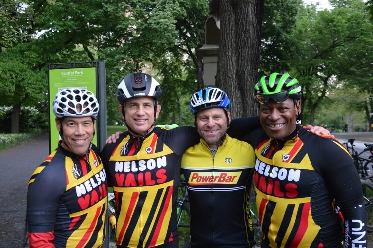 Cyclists gathered for a community charity ride